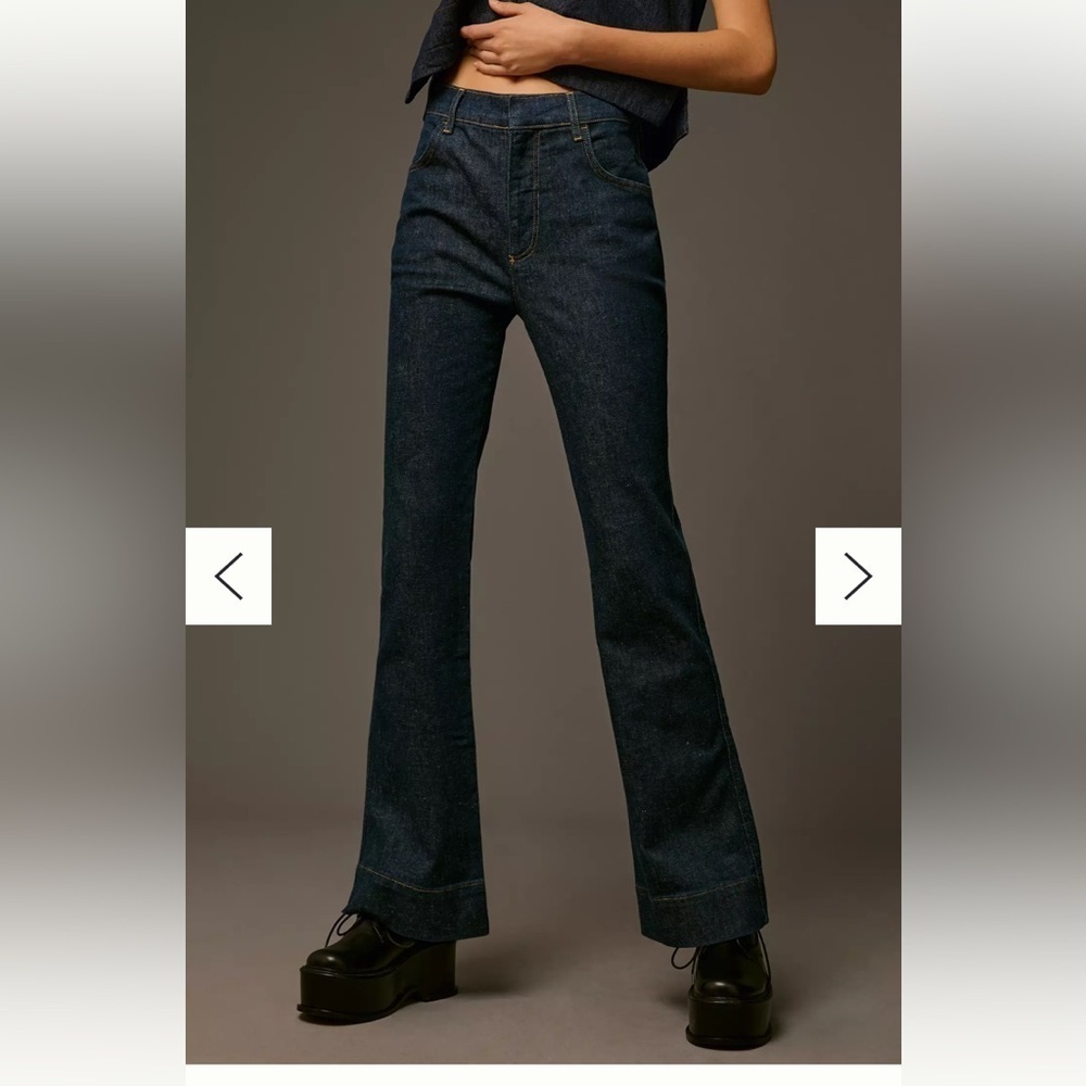 Pilcro Anthropologie Clean Rinse High-Rise Flare Jeans size 33 thigh wide hem - Picture 3 of 12